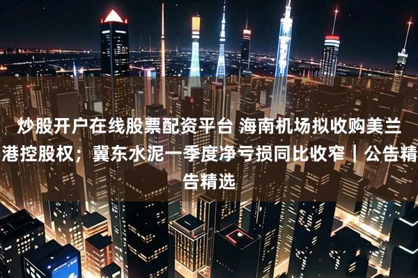 炒股开户在线股票配资平台 海南机场拟收购美兰空港控股权；冀东水泥一季度净亏损同比收窄｜公告精选